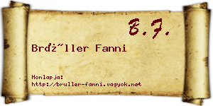 Brüller Fanni névjegykártya